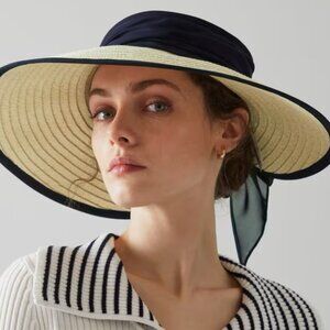 BRAND NEW LK Bennett Rosemary Natural Raffia Wide Brim Visor